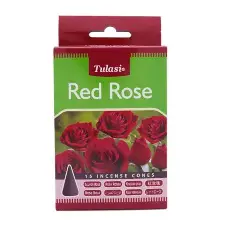 Tulasi Red Rose Incense Cones (15 Incense Cones)
